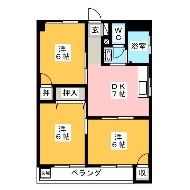 ルミエール山合(3DK/1階)の間取り写真
