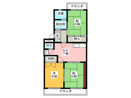 フレックス山本(3DK/3階)の間取り写真