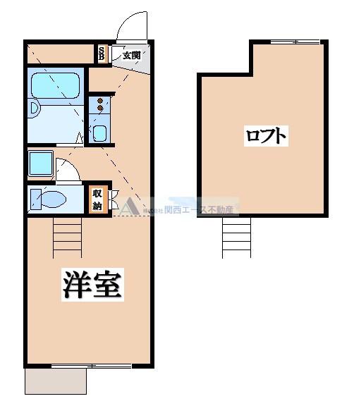 レオパレスプリート(1K/1階)の間取り写真