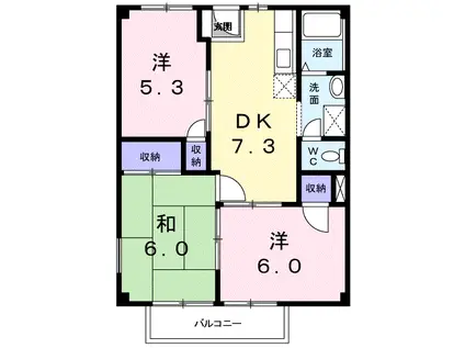 ハイツ・イーストI(3DK/2階)の間取り写真