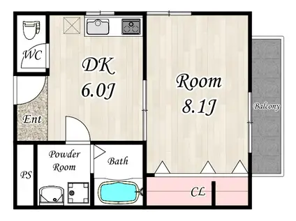 PINE COURT YUTAKAMACHI(1DK/2階)の間取り写真