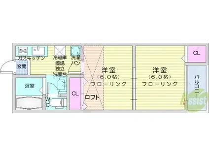 レジデンス紀庄(2K/2階)の間取り写真