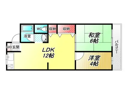 新栄プロパティー南太子堂(2LDK/4階)の間取り写真