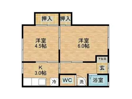 中野アパートC(2K/1階)の間取り写真