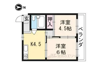 マンション花川(2K/2階)の間取り写真