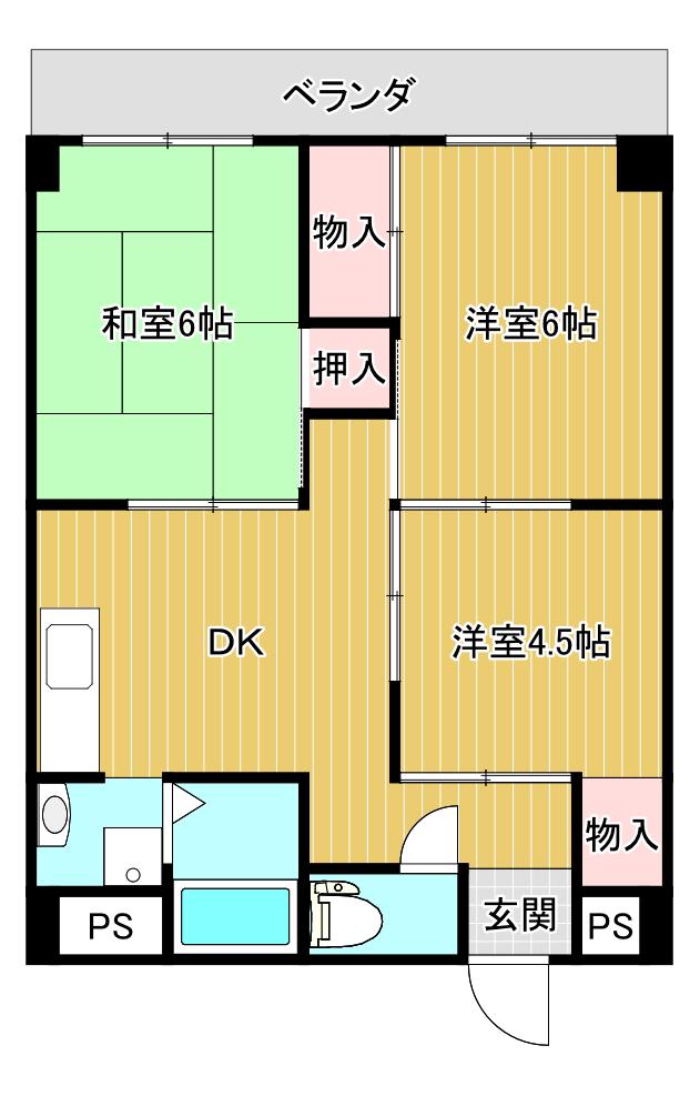 レジデンスレイクサイド(3DK/6階)の間取り写真