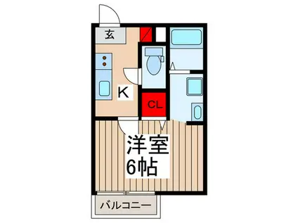 ボヌール大和田(1K/2階)の間取り写真