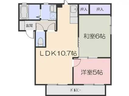 コンフォート新保(2LDK/2階)の間取り写真
