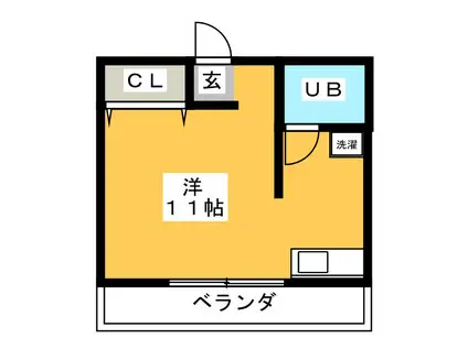 スペースハイツIII(ワンルーム/2階)の間取り写真