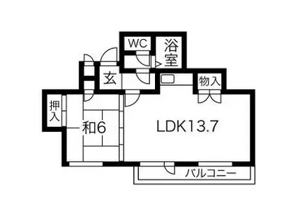 プラザ・スズ札幌II(1LDK/1階)の間取り写真