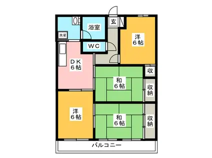 ハイタウンみずほIII(4DK/1階)の間取り写真
