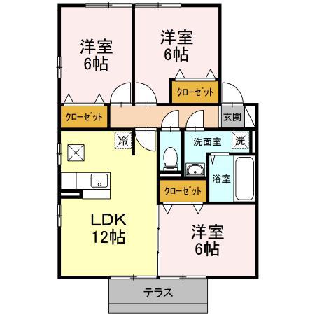リビングタウン泉もえぎ台 A(3LDK/1階)の間取り写真