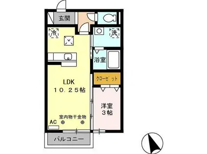 エクレール平田(1LDK/1階)の間取り写真