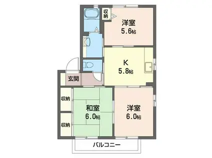 サンライズ村田E(3K/2階)の間取り写真