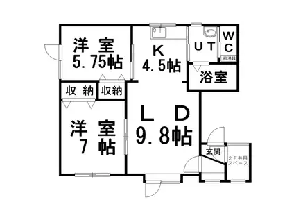 ハイツ田代柳町I(2LDK/2階)の間取り写真