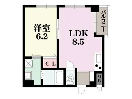 中天マンション(1LDK/2階)の間取り写真