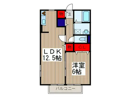 ベルツリー東川口C(1LDK/1階)の間取り写真