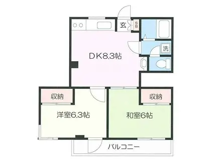 ルネ・アキヤマ・II(2DK/2階)の間取り写真
