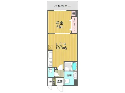 フォートレス神崎川CENTER(1LDK/3階)の間取り写真