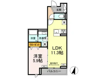 ルリアン西寺尾II(1LDK/3階)の間取り写真