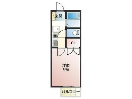 ウィングコート羽根井(1K/1階)の間取り写真