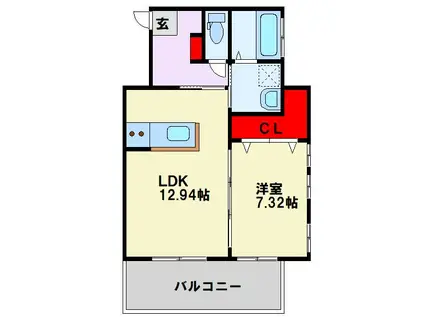 アヴィタシヨン浅生通(1LDK/3階)の間取り写真