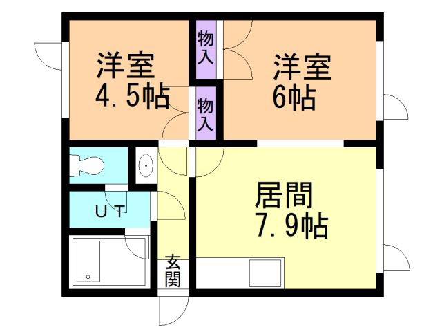 ハイツグリンサイド2(2DK/1階)の間取り写真