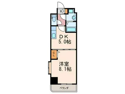 プレステ-ジレジデンス黒崎(1DK/7階)の間取り写真