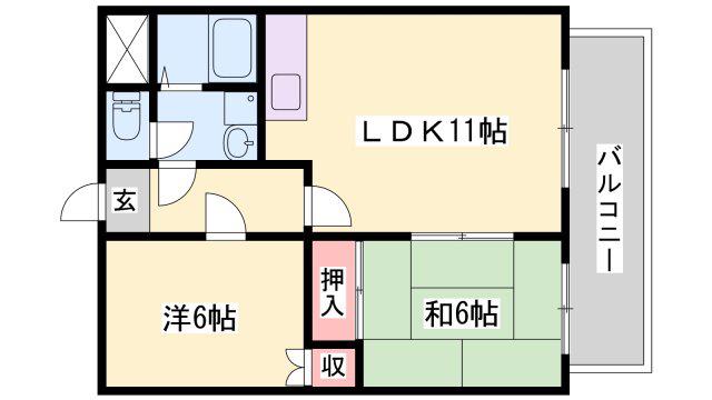 シティーライフ保城(2LDK/5階)の間取り写真