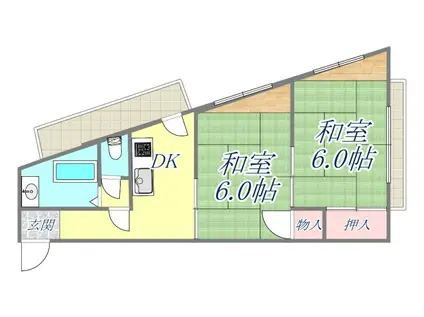 コーポヤオゼン(2DK/4階)の間取り写真