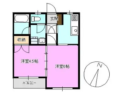 村越第二マンション(2K/2階)の間取り写真