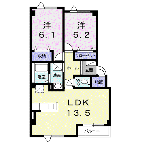 メニ-ハピネス・T(2LDK/2階)の間取り写真