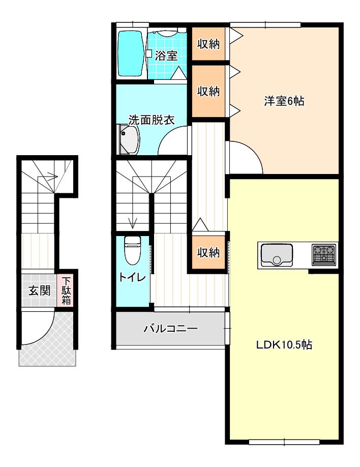 フォフォテラスA(1LDK/2階)の間取り写真