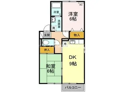 ME福島B(2DK/2階)の間取り写真