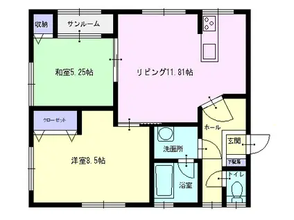 アバニティ八幡(2LDK/1階)の間取り写真