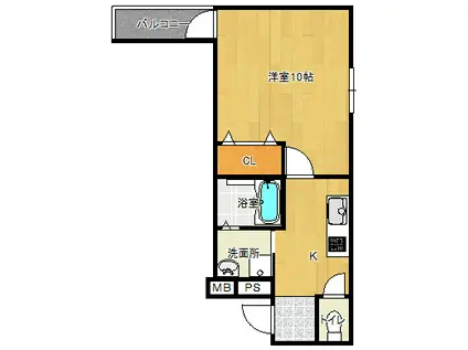 フジパレス鴻池新田Ⅲ番館(1K/1階)の間取り写真