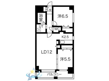 ラディア近代美術館前(2LDK/6階)の間取り写真