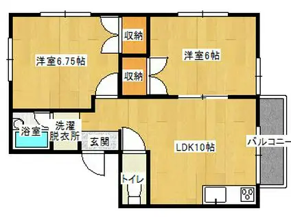 コーポ晃栄(2LDK/2階)の間取り写真