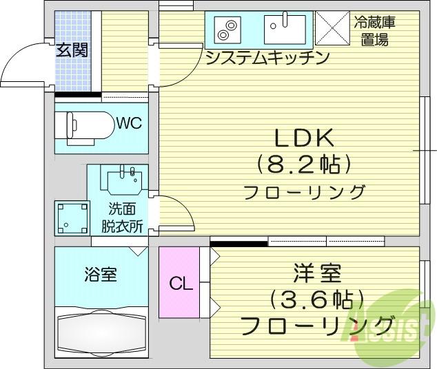 ブラン東照宮2(1LDK/1階)の間取り写真