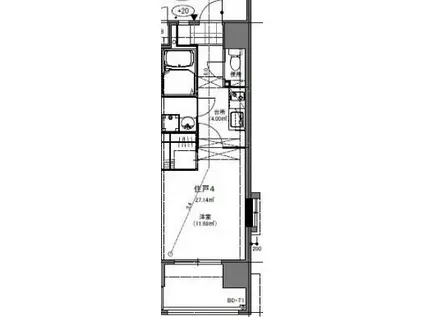 RUPIEレジデンス渡辺通(1K/7階)の間取り写真