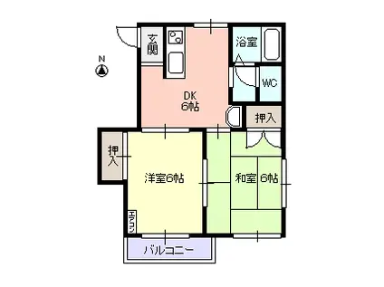 シャルルメイプル(2DK/1階)の間取り写真