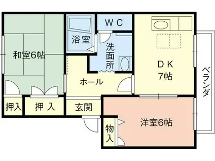 K.HOUSE(2DK/1階)の間取り写真