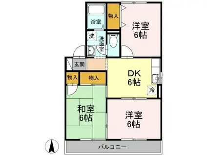 ファミーユ新町(3DK/2階)の間取り写真