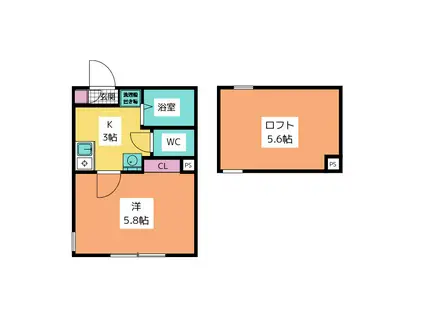 リビエール(1K/1階)の間取り写真