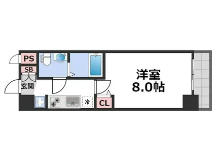 Mプラザ玉造(1K/2階)の間取り写真