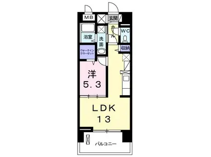 ミル・ベネフィス(1LDK/6階)の間取り写真