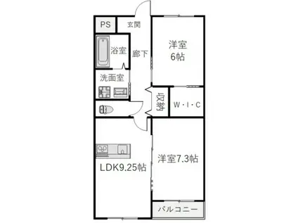 グランIII(2LDK/2階)の間取り写真