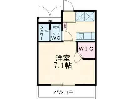 ドムール佐保川(1K/1階)の間取り写真