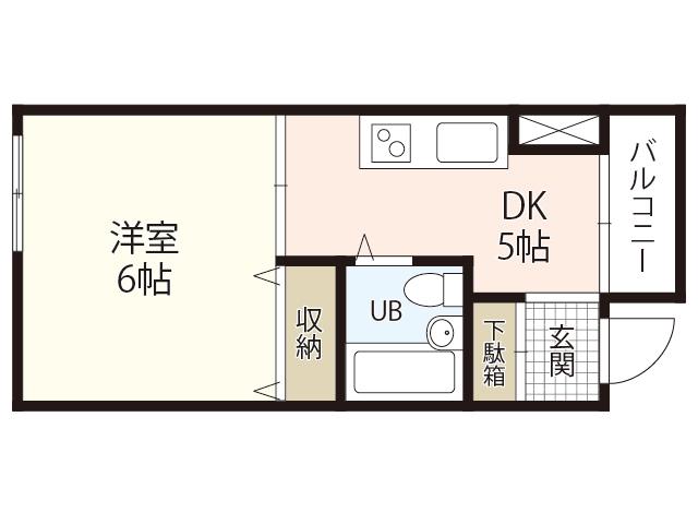 陽光ビル(1DK/3階)の間取り写真