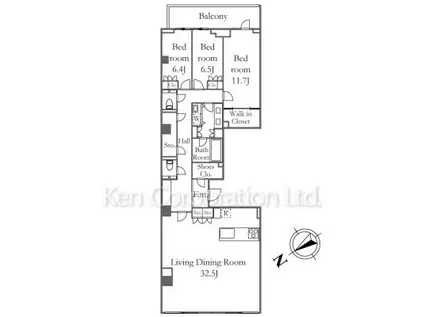 グランドメゾンTHE山手253MARKS(3LDK/3階)の間取り写真